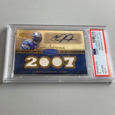 Calvin Johnson Auto Worn Jersey Patch Rookie RC 2007 UD Premier /175 PSA 8 Lions