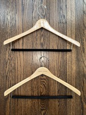 Mark Shale 18" Wooden SUIT HANGERS Jacket Pant Clamp Lot of 2