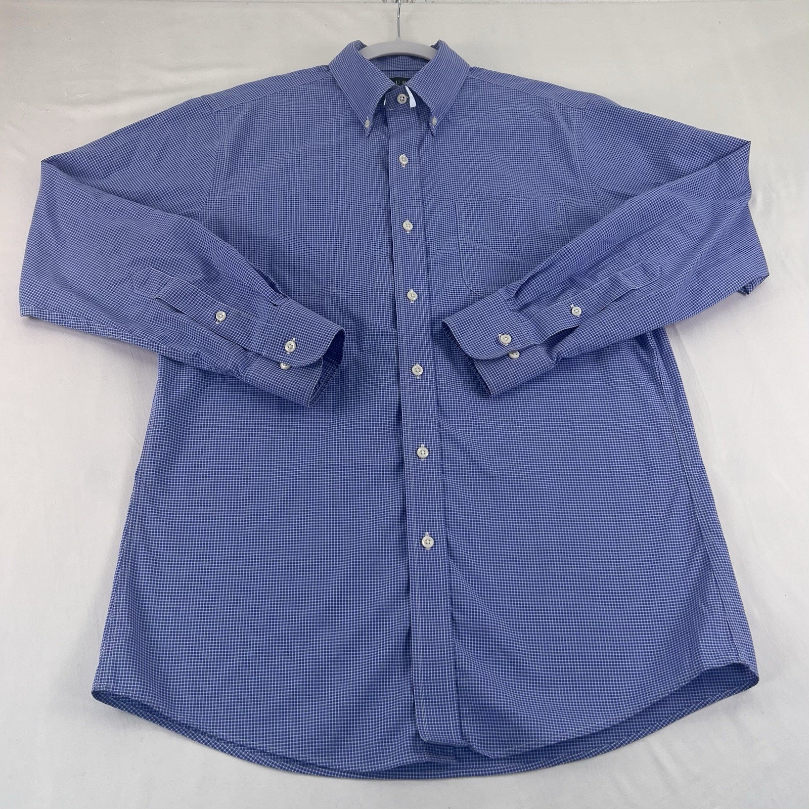 Lauren Ralph Lauren Slim Fit Non Iron Dress Shirt Blue Check Mens M 15.5 32-33