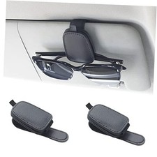 Sunglass Holder for Car, Magnetic Leather Sunglasses Holder and Ticket Black