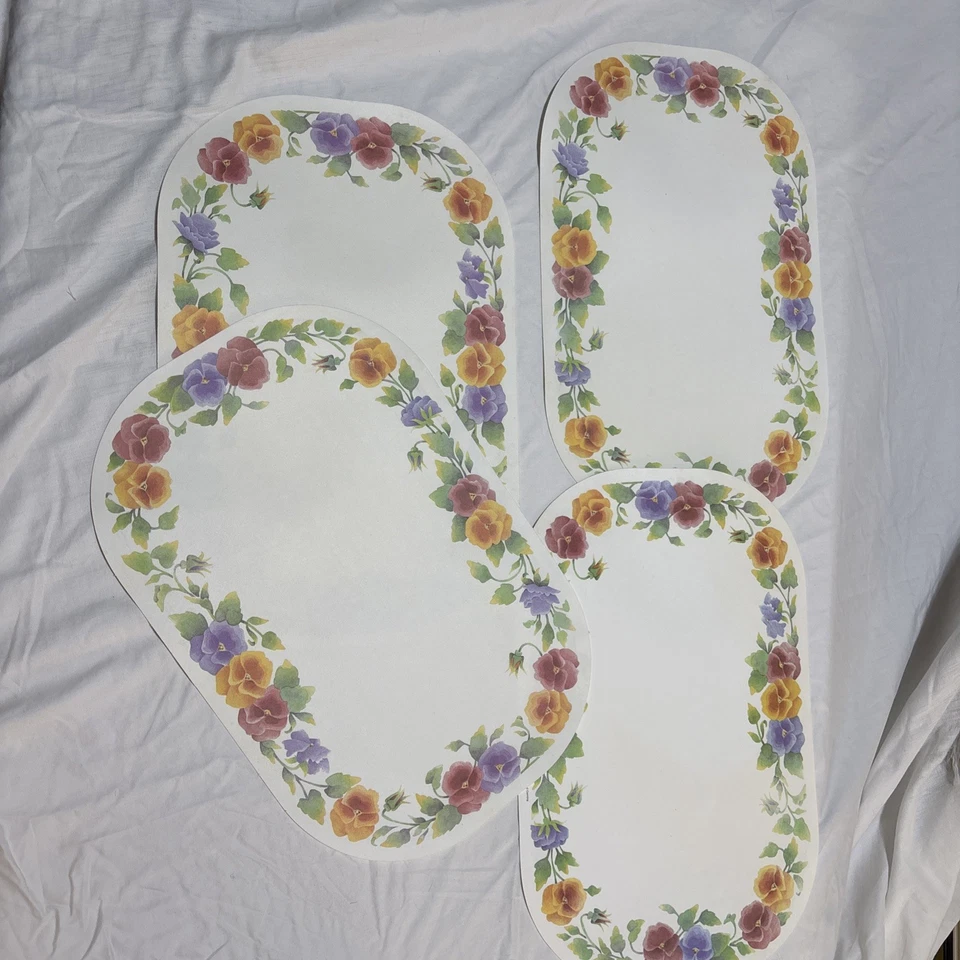 SET Corelle SUMMER BLUSH Reversible Placemats Foam Vinyl Double Sided Pansies - Image 2 of 4