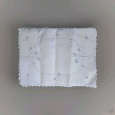 White Linen 7 Placemats/Embroidered/Madeira/Vintage