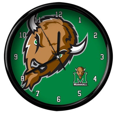 NWT Marshall University Wall Clock Thundering Herd Marco Big Logo 12'' 2nd Hand