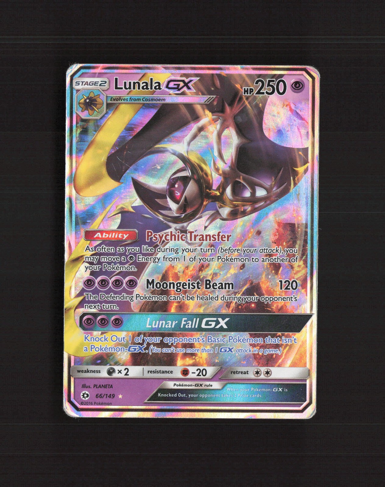 Lunala GX 66/149 Sun & Moon Ultra Rare Holo Pokemon Card DMG