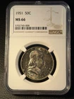 1951 Toned Franklin Silver Half Dollar NGC MS66
