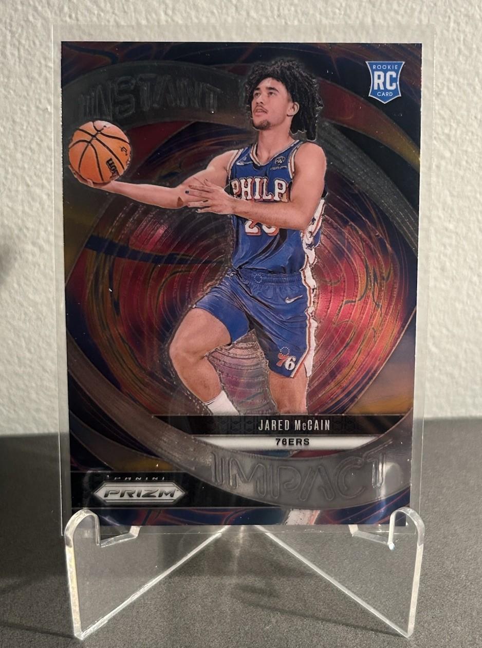 Jared McCain 2024-25 Panini Prizm Instant Impact No. 10 Philadelphia 76ers RC