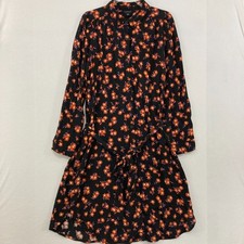 Ann Taylor size XL Floral Belted Long Sleeve Shirt Dress Preppy Elegant