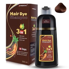 3in1 Dark Brown Hair Dye Shampoo Herbal Ingredients for All Hair Types 500ml US