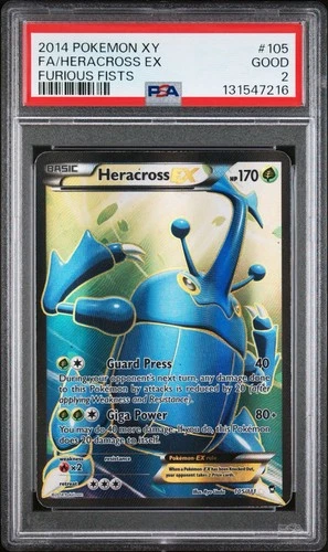 PSA 2 Heracross EX 105/111 (Full Art) Ultra Rare Furious Fists XY Pokemon