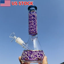 10 inch Smoking Glass Bongs Glow in the Dark Hookah Percolator Water Pipe + Bowl