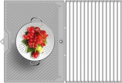 Over the sink Roll Up Dish Drying Rack w/ Mat Combo Silicone (29'' x 20'')