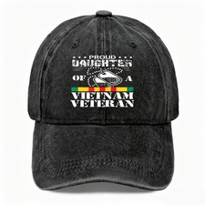 Proud Vietnam Veteran Daughter Vintage Washed Baseball Cap, Patriotic Dad Hat