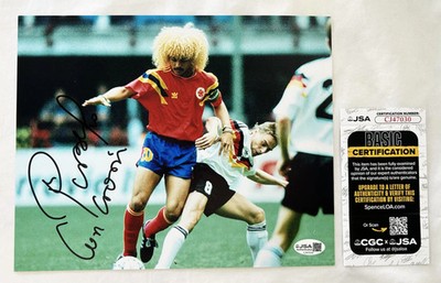 Pibe Valderrama Signed 8x10 Photo Colombia Soccer Legend JSA 7 COA