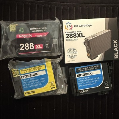 Epson 288XL Ink Set Black Yellow Magenta Combo Mixed Brands New
