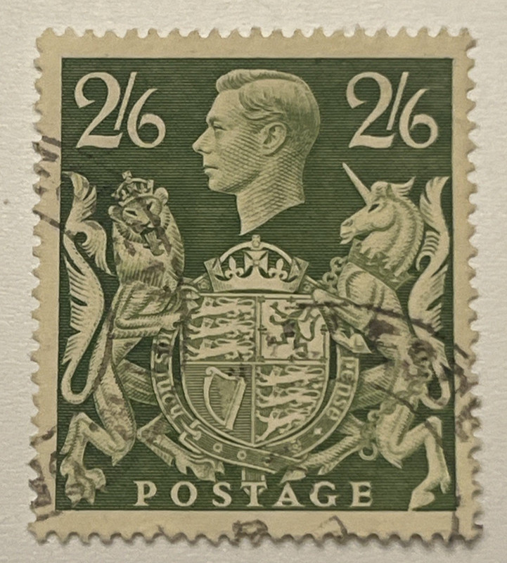 1941 Great Britain Stamp Scott #249A, 2sh6p, King George & Royal Arms, Used