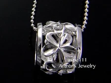 SILVER 925 HAWAIIAN SHINY PLUMERIA FLOWER BARREL TUBE SLIDE PENDANT LARGE 11MM