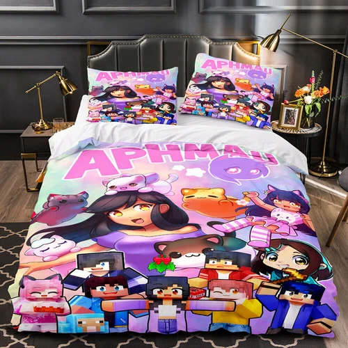 Juego de Sábanas 3D Aphmau Personajes Dibujos Animados 80x80 Funda de Almohada Funda Nórdica 135x200 - Imagen 1 de 11