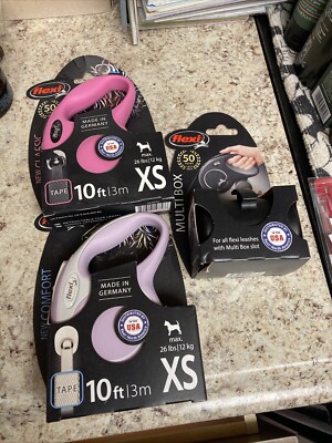 Flexi New Retractable Tape Leash Plus Multibox Slot Choose Color Plus Box Slot 