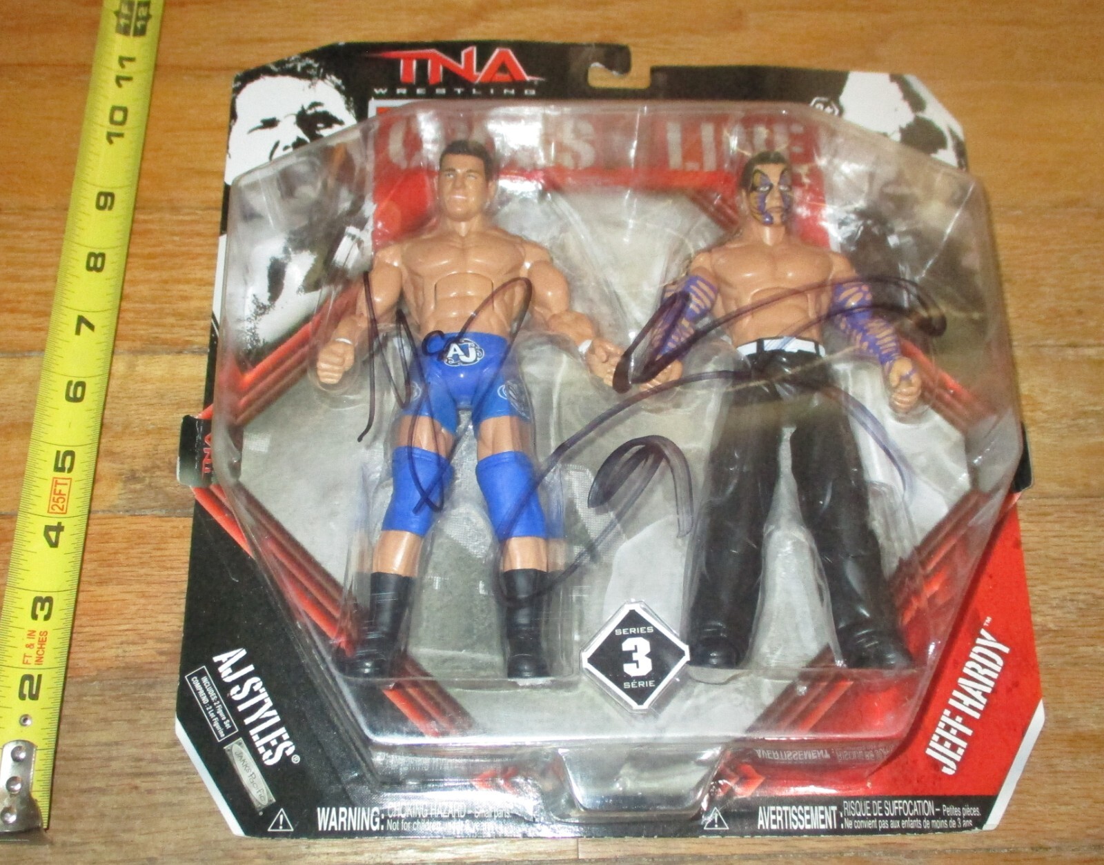 NWA TNA Impact Jakks AJ Styles Jeff Hardy Deluxe Wrestling Figures WWE Signed