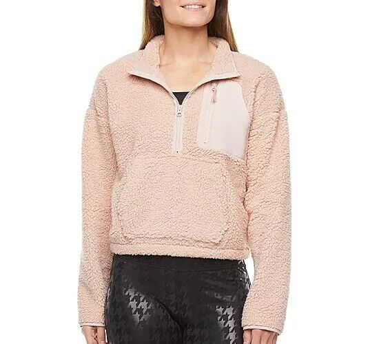 Xersion Women's Long Sleeve Pink Fleece Pullover with Kangaroo Pocket XL NWT