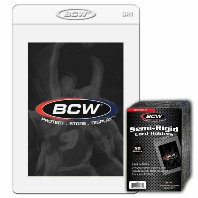 1 Pack of 50 BCW SR1 Semi-Rigid Card Sleeves - Large Grading Submission Size