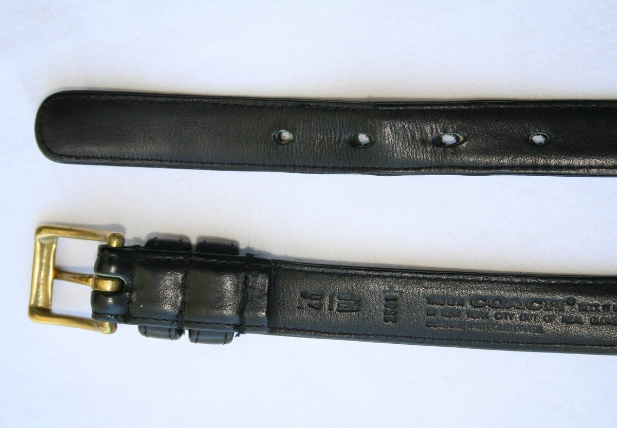 Coach VINTAGE Black Leather Belt 2501 Brass Buckle Made in 