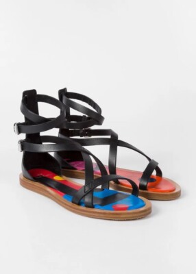 PS PAUL SMITH VACHETTA LEATHER MARGIE SANDALS 9 BLACK 