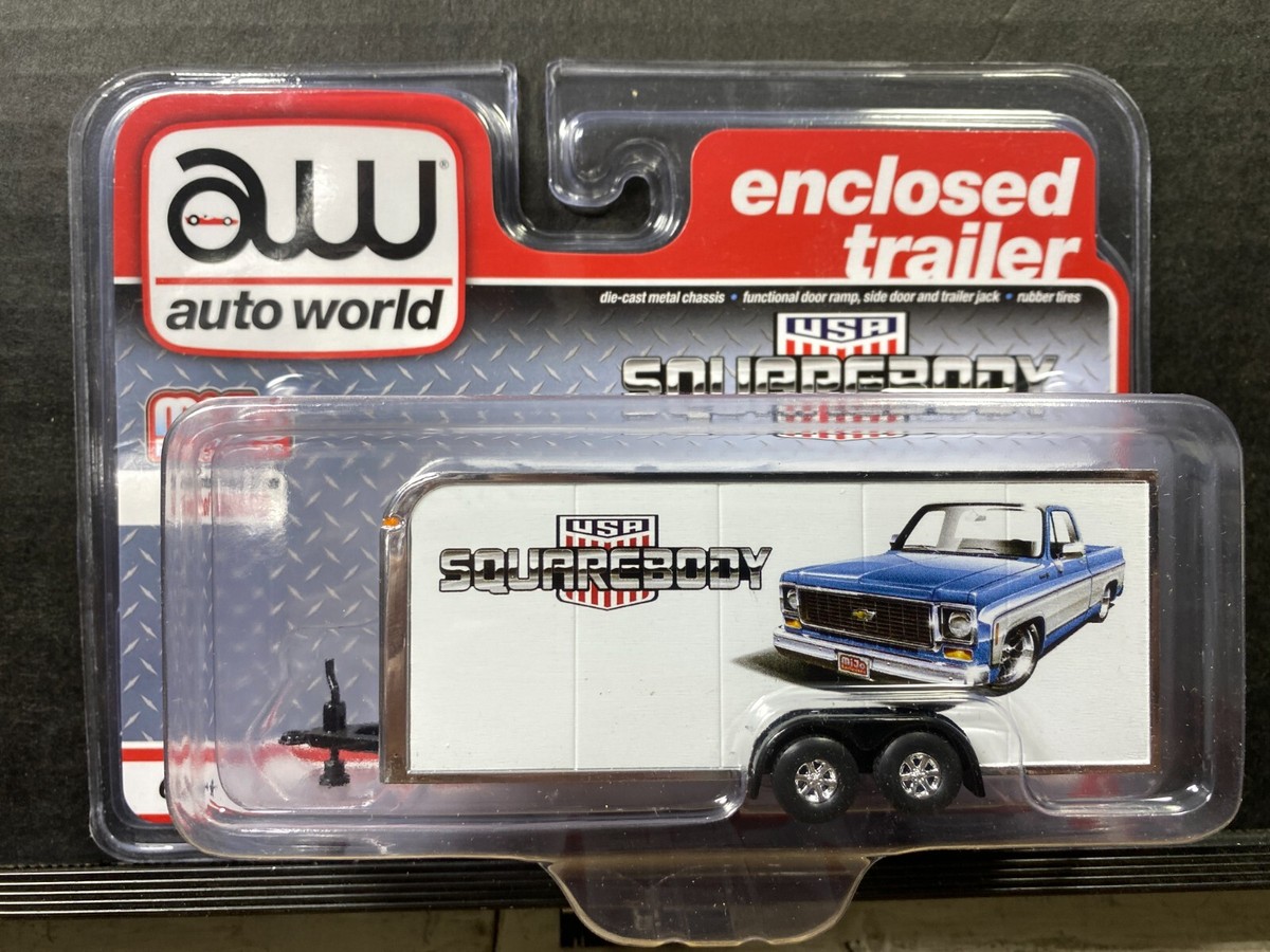 1/64 AUTO WORLD ENCLOSED TRAILER USA SQUARE BODY CHEVROLET MIJO