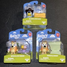 Bluey & Friends - Lot Of 3 - Bluey & Hay Bale & Bingo & Ice Cream & Dunny - New!