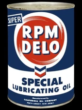 RPM DELO Special Motor Oil DIECUT NEW 28" Tall Sign USA STEEL XL Size 7 lbs.