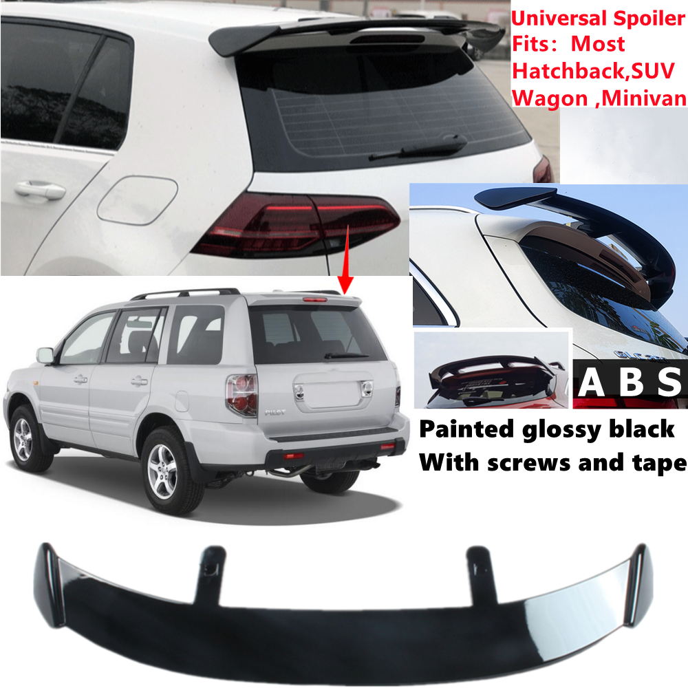 Universal Rear Roof Spoiler Wing Painted Glossy Black Fit For