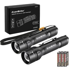 EverBrite 1PC/2PC 400Lumen LED Flashlight Zoom Flashlight w/Lanyard Clip 4 Modes