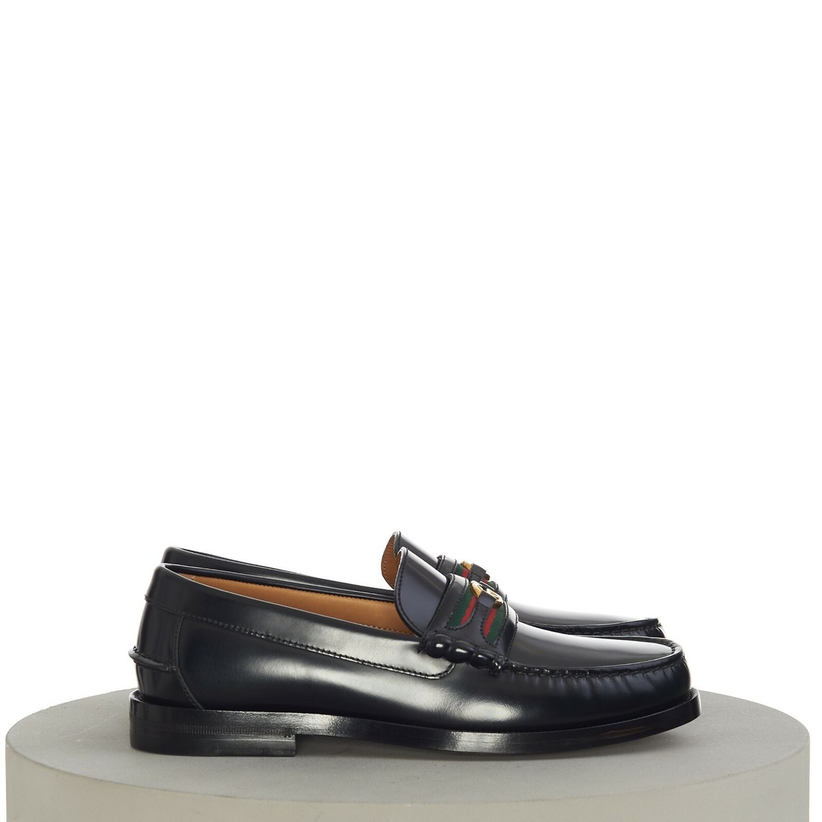 GUCCI 920$ Men's Loafer With Interlocking GG In Black Leather | eBay