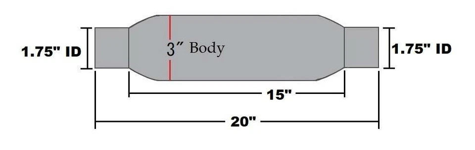 Прямой универсальный стеклянный глушитель/резонатор 1,75 дюйма - Изображение 3 из 3