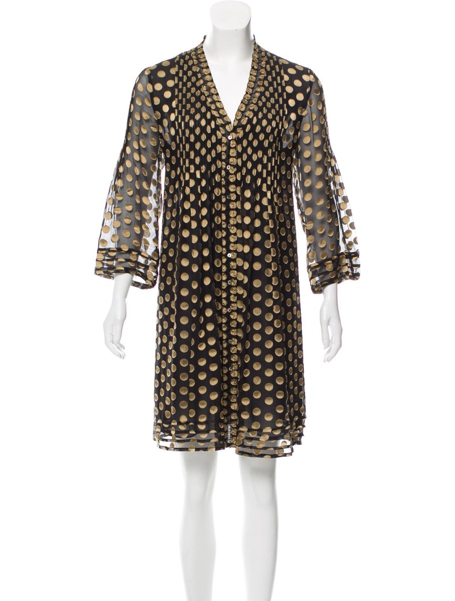 Diane von Furstenberg Layla silk blend dress in black and gold