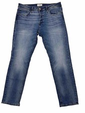 Jack & Jones Slim Straight Tim Men's Denim Jeans Size 34 Blue Button Fly Stretch