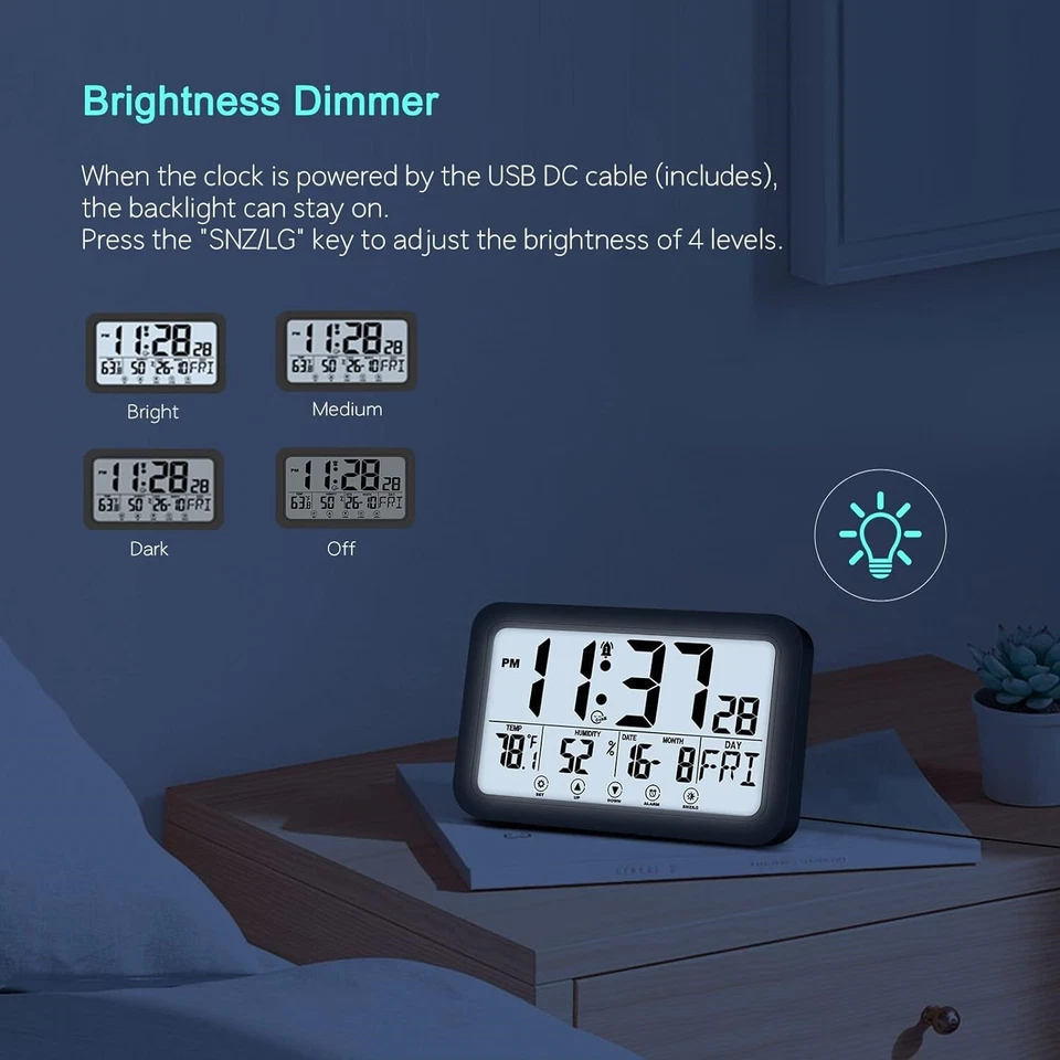 digital alarm wall clock 24am/pm white color new  - Image 3 of 4