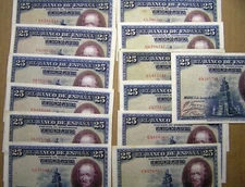 Spain 1928 25 Pesetas P-74b Series C, VF+ to XF, ONE NOTE ONLY, Combined S/H