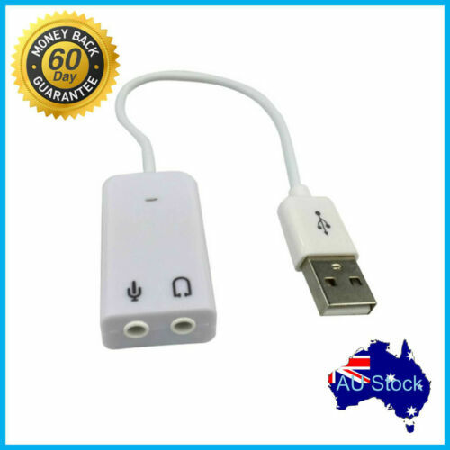 USB to Dual 3.5mm Audio Mic External SoundCard Adapter Virtual 7.1 Channel 3D AU | Australia