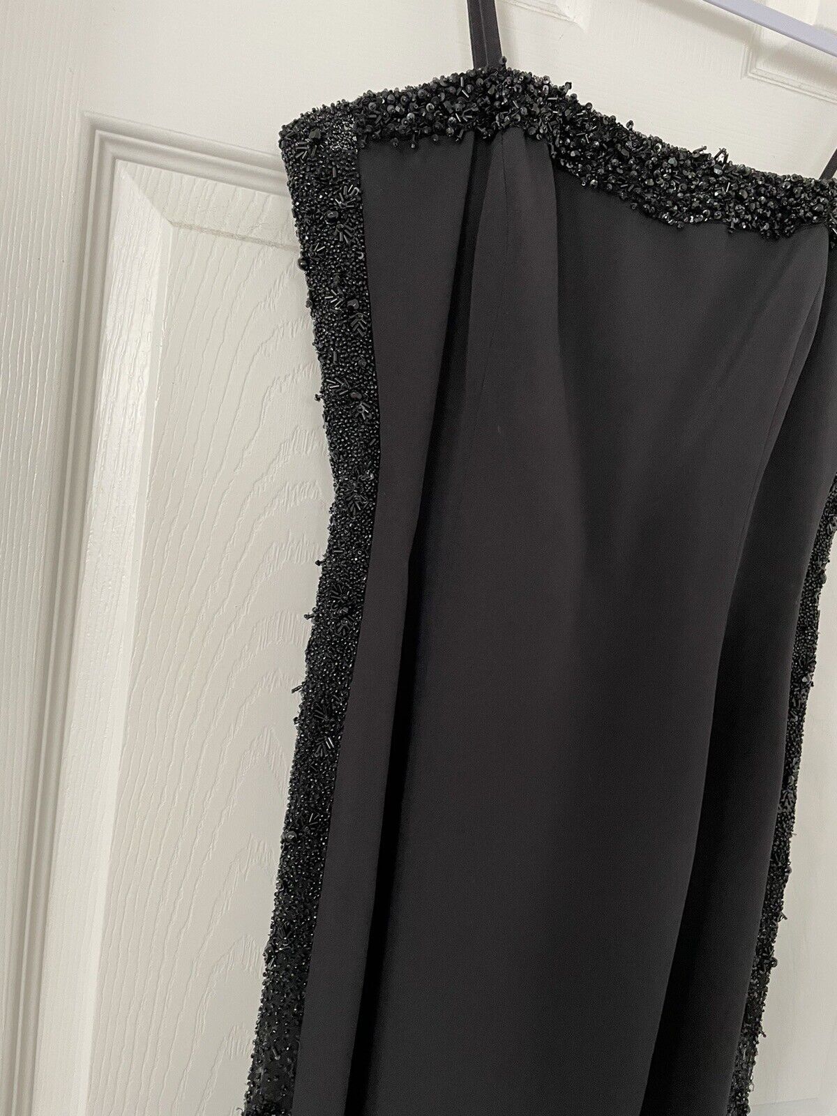 Escada Black Silk Evening Gown Dress Beaded Size … - image 3