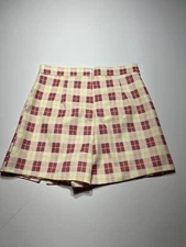 Papaya Skort Womens Size Medium NWT Yellow Mauve Plaid Zip Accent Split Hem