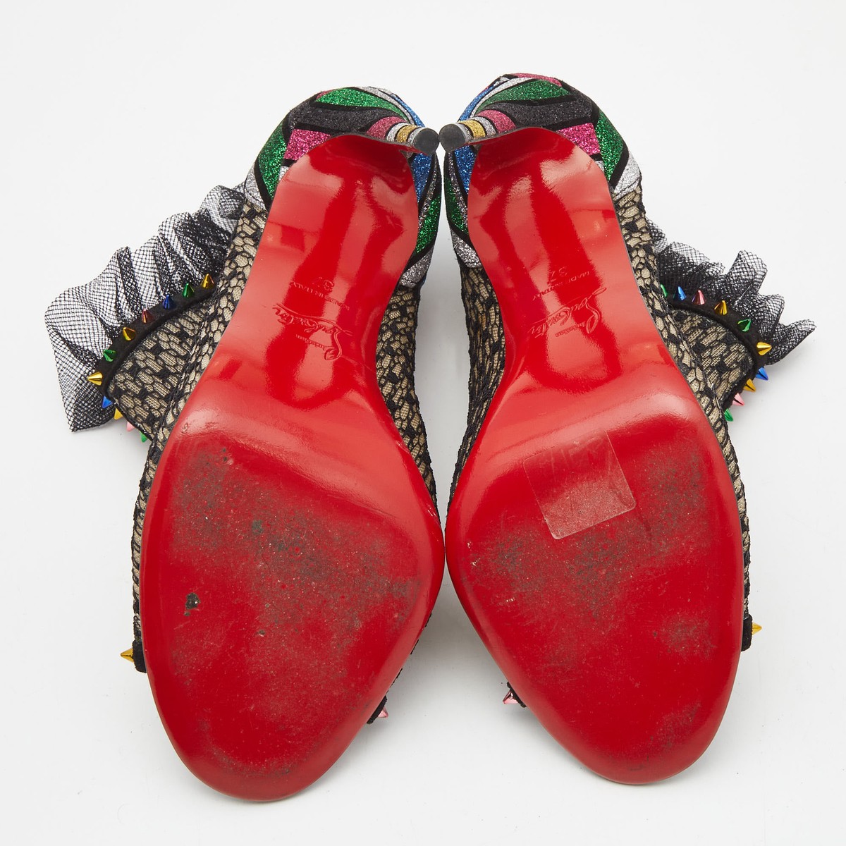 Christian Louboutin Multicolor Mesh and Lace Juliettra Ankle Christian Louboutin Multicolor Mesh and Lace Juliettra Ankle