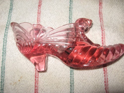 Fenton- pink glass Shoe-Clear-6" long-Made in USA - Bild 2 von 6