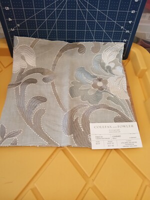Colfax and Fowler Aqua Lombard Pattern Fabric Sample-Jacquard/Embroidery -18x22''