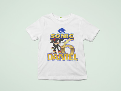 Racing Sonic the Hedgehog Geburtstag Personalisiert Alter Name Kinder T-Shirt