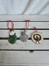 Lot of 3 Assorted Vintage Christmas Ornaments  EUC
