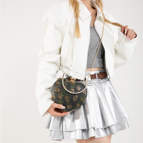 Acrylic Heart Shape Skull Clutch Bag Removable Chain Strap Trendy Evening Bag - Bild 16 von 23