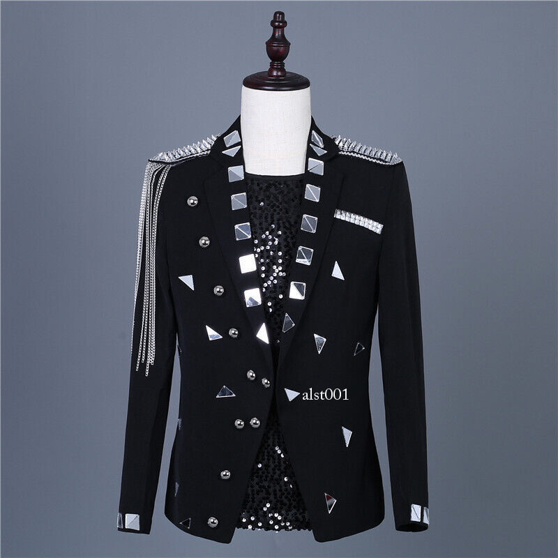 Men's Slim Fit Blazer Suit for Formal Parties with Tassel Detail-image