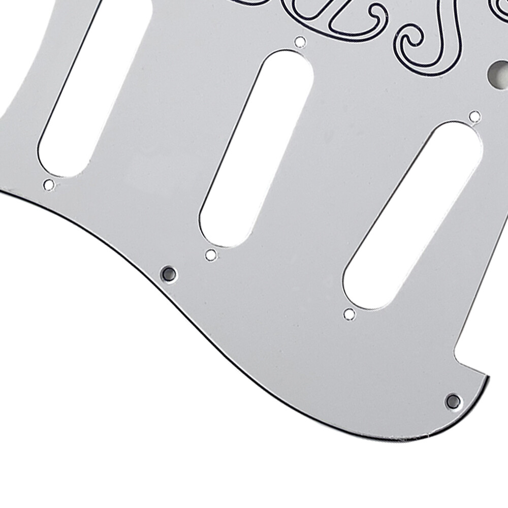 Pickguard Per Chitarra Elettrica Fender Strat 57' - 8 Viti - Nero 3 Strati Con Logo SRV