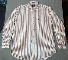 VTG faconnable striped mens dress shirt size Large long sleeve made in USA
